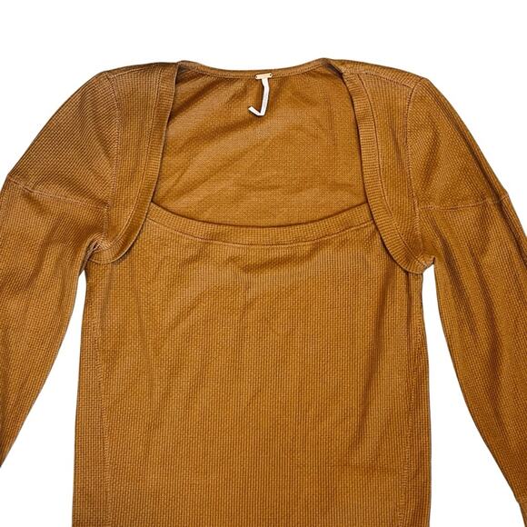 Free People Women’s Sz M Long Sleeve Studded Top A Little Unruly Square Neck - Picture 3 of 13
